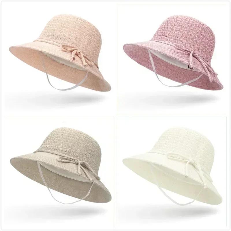 Women Elegant Summer Fashion Beach Hat Simple Versatile Sun Hat Outdoor Thin Breathable Sun Protection Sun Bucket Hats Gifts