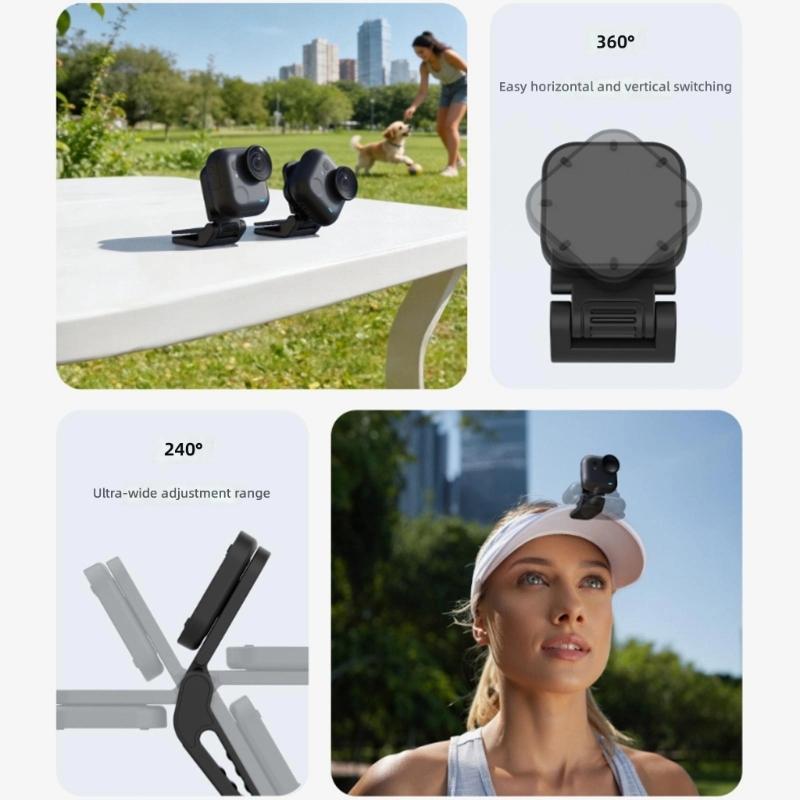 Magnetischer Aufsteck-Hutkrempen-Halterung für Go Ultra Action-Kamera mit 360 Grad verstellbarem Kugelkopf Sichere Verriegelung