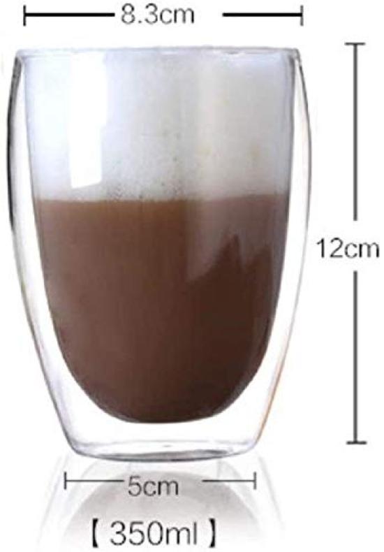 Morningplace Glass Cup Set of Double-Walled Tumbler, Double-Walled, Heat-Resistant (350ml, 2)