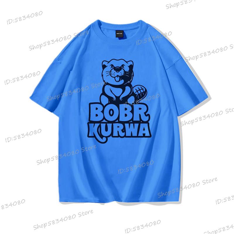 Bobr Kurwa Cotton Short Sleeve Tshirt Women Unisex Clothes Funny Kurwa Bober Cartoon Tee Shirt Harajuku Y2k High Quality Loose Tee
