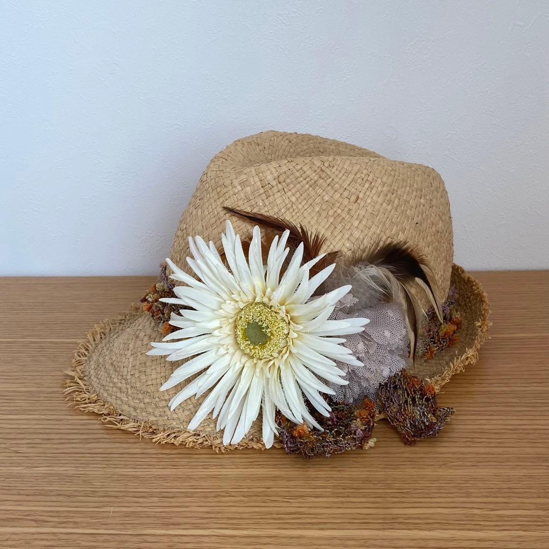 Used CA4LA straw hat with flower decoration