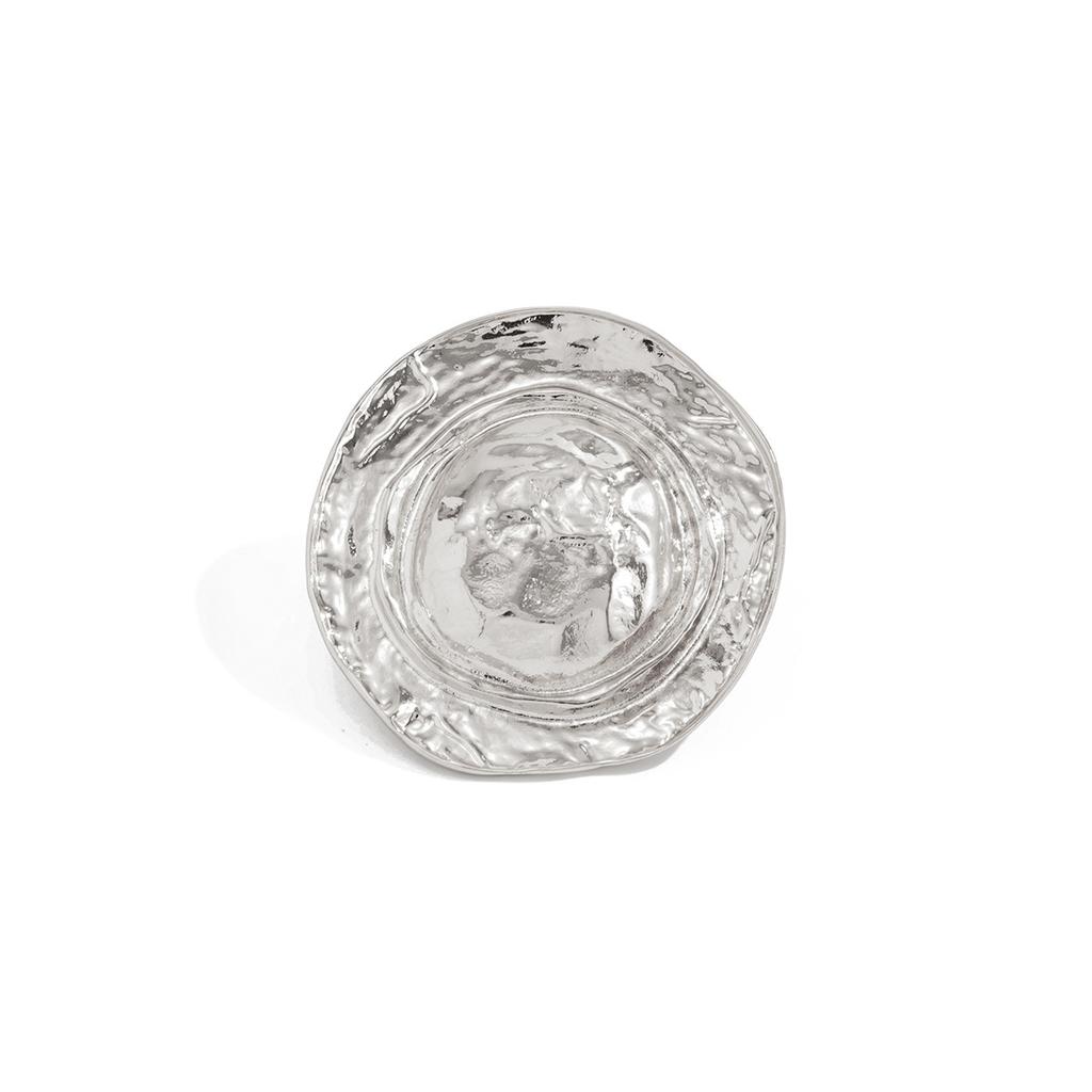 Exaggerated Metal Large Brim Hat Ring, Creative Geometric Round Pleated Joint Ring Ring