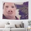 1pc John Pork Art Tapestry Whimsical Pig Face Wall Hanging for Home Decor Birthday Party Backdrop Gift