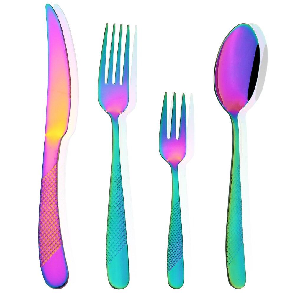 1/2/4/6Set Cutlery Stainless Steel Kitchen Black Gold Dinnerware Luxury Silverware Set Knife Cake Fork Spoon Flatware Set