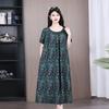 Summer 2026 Plus Size Cotton Silk Long Dress for Middle-Aged Women