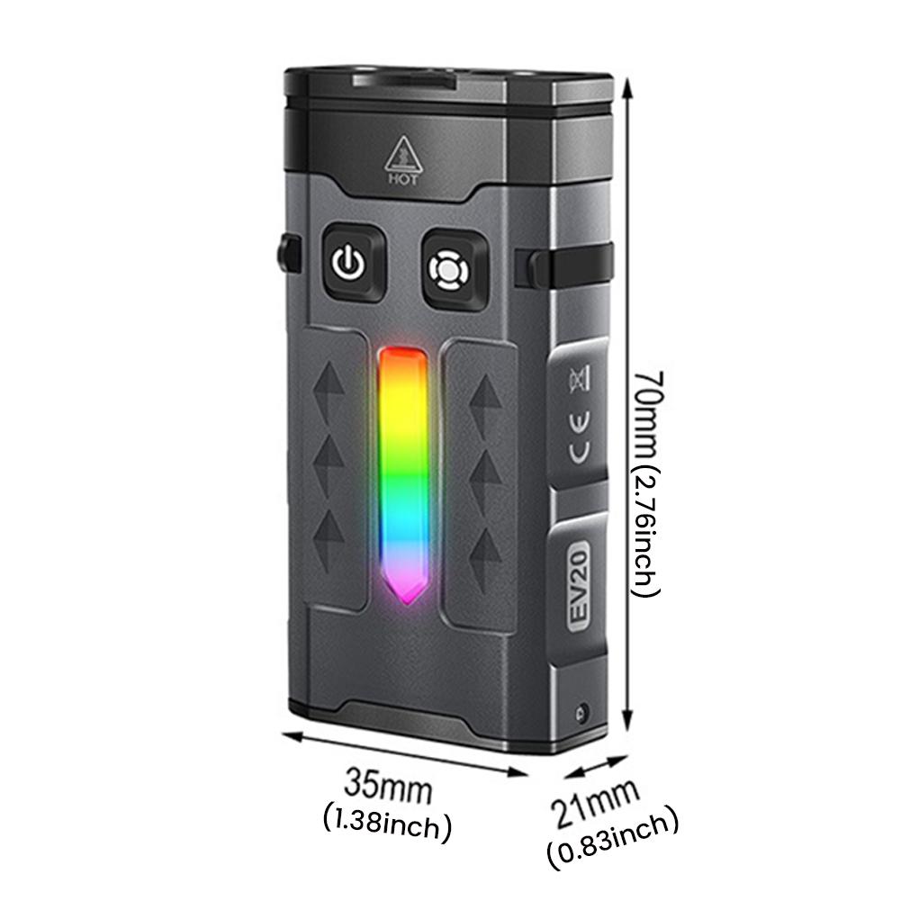 Rechargeable EDC Flashlight with RGB Light Magnetic Keychain Flashlight for Outdoor Home Emergencies