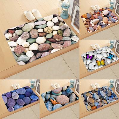 Colour Stone Pattern Kitchen Bath Soft Entrance Door Mat Bedroom Anti-Slip Coral Velvet Soft Carpet Rug  Home Decor Doormat