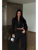 European Casual Women's Sexy Zipper Cardigan & Lace-Up Pants Set - Spring/Autumn Wear