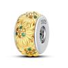 New 925 Silver Fashion Golden Sunflowers Heart Charms Beads Fit 925 Bracelets Luxury Party DIY Jewelry