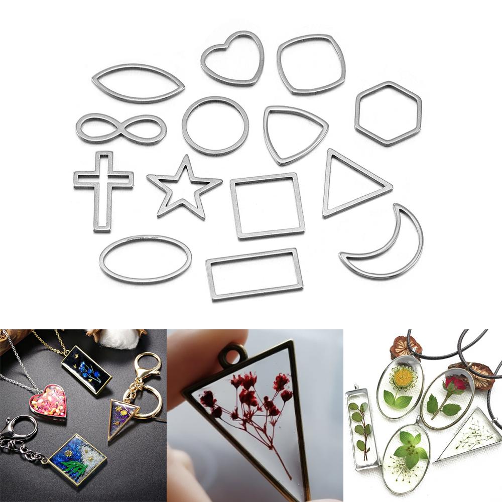 30 teile/los Grenze Form Geometrische Hohl Metall Rahmen Lünette Epoxy Harz Formen Anhänger Tablett Für DIY Schmuck Machen Ohrringe