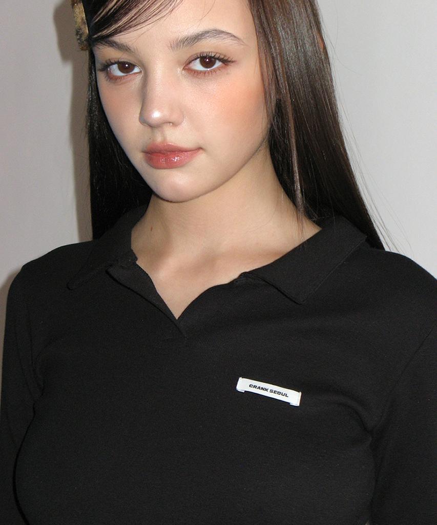 CRANK Double Frill Collar Top_Black