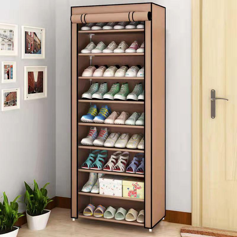 Multi-layer Dustproof Shoe Rack with Roller Blind for Dorms and Rental Rooms