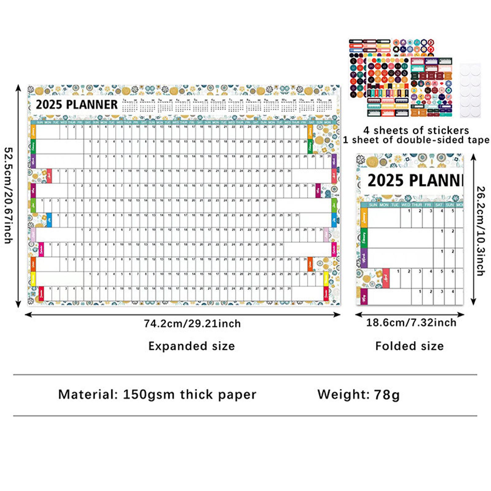 2025/2026 Yearly Wall Calendar Annual Planner Home Decoration Desk Accessories Schedule Organizer 12 Months 365 Days Calendar