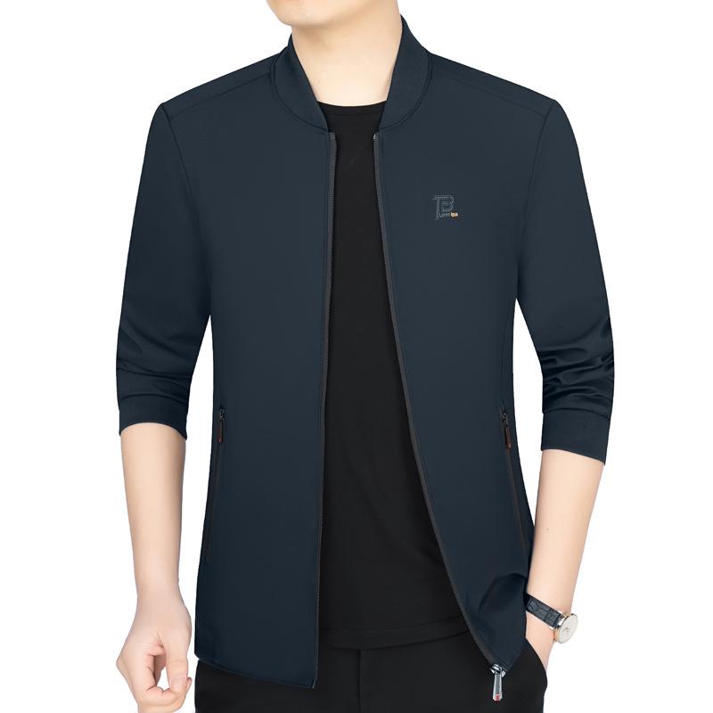 Men's Spring 2026 Stand-up Collar Jacket for Fathers: Trendy Business Casual Fashion