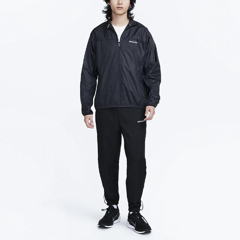 Nike Track Club Logo Print Waterproof Running Jacket Men Jackets Black FB5516-010