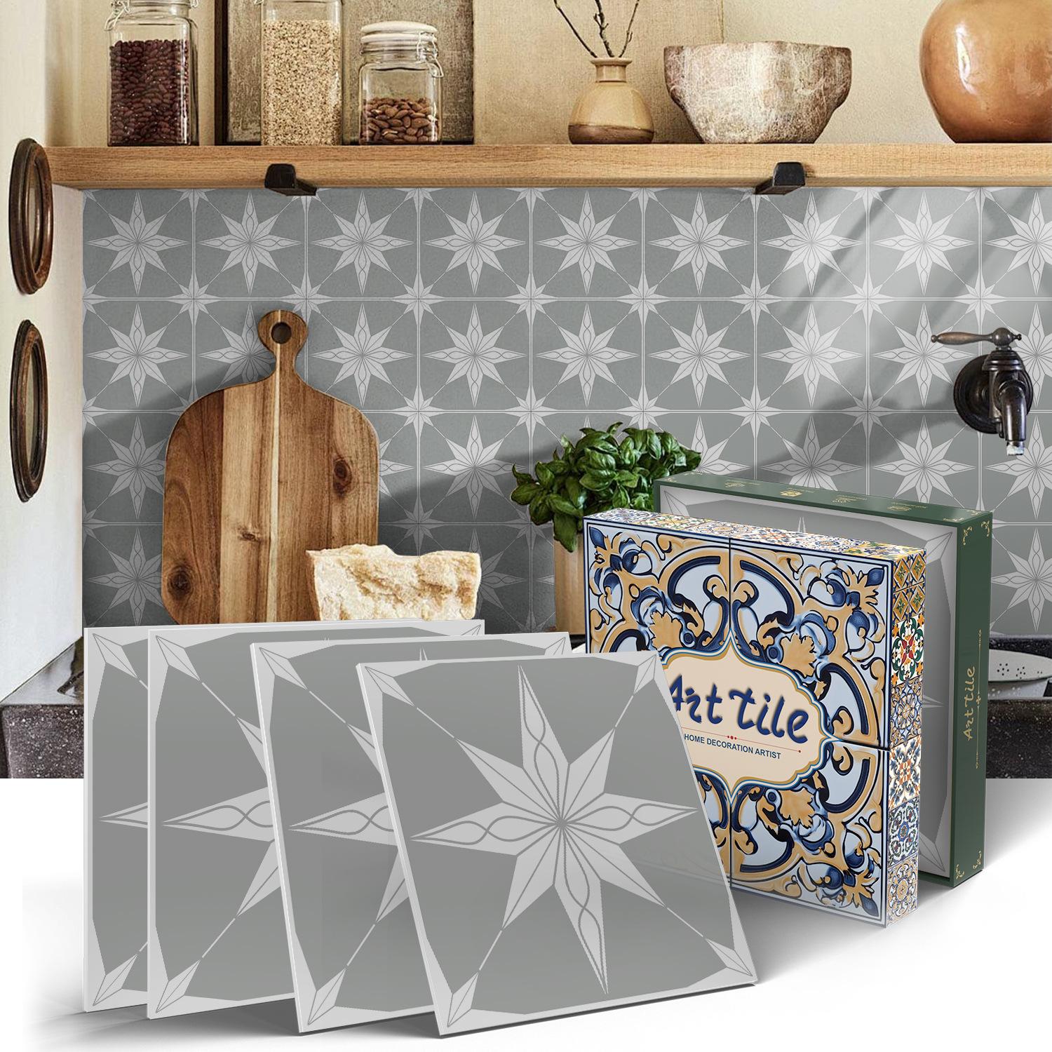 

Portuguese Art Wall Sticker Self-Adhesive, Bedroom Kitchen Waterproof Pet Thickened Wallpaper Home Decoration Tile Sticker 15CMx15CMx12PCS