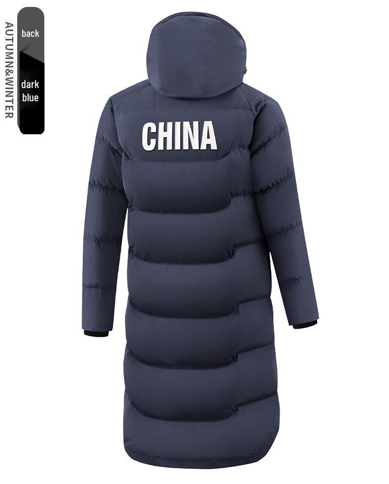 Chińska drużyna Zimowa kurtka puchowa - Unisex Sportowy długi płaszcz do egzaminu artystycznego i treningu