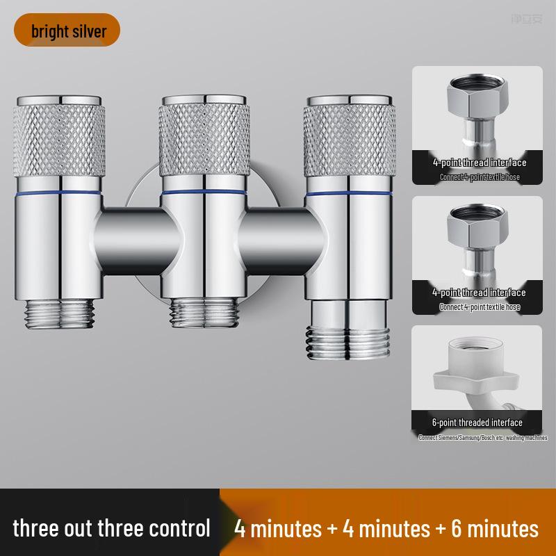 All-Copper Three-Way Diverter Valve with Triple Control Angle Faucet