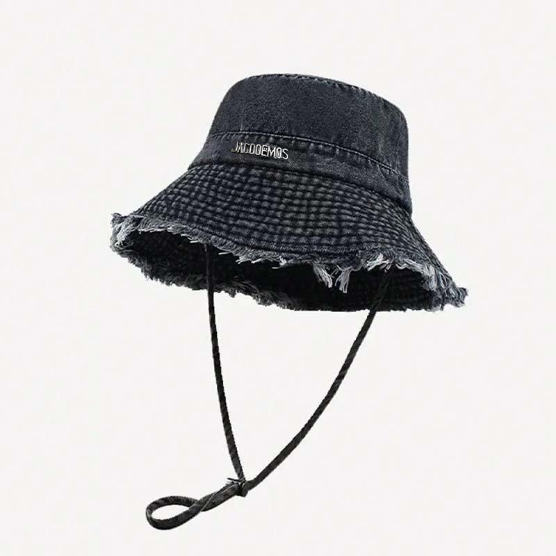 Old Rough Edge Bucket Hat Spring and Autumn New Retro Hat Women's Casual Versatile Basin Hat Washed Denim Hat
