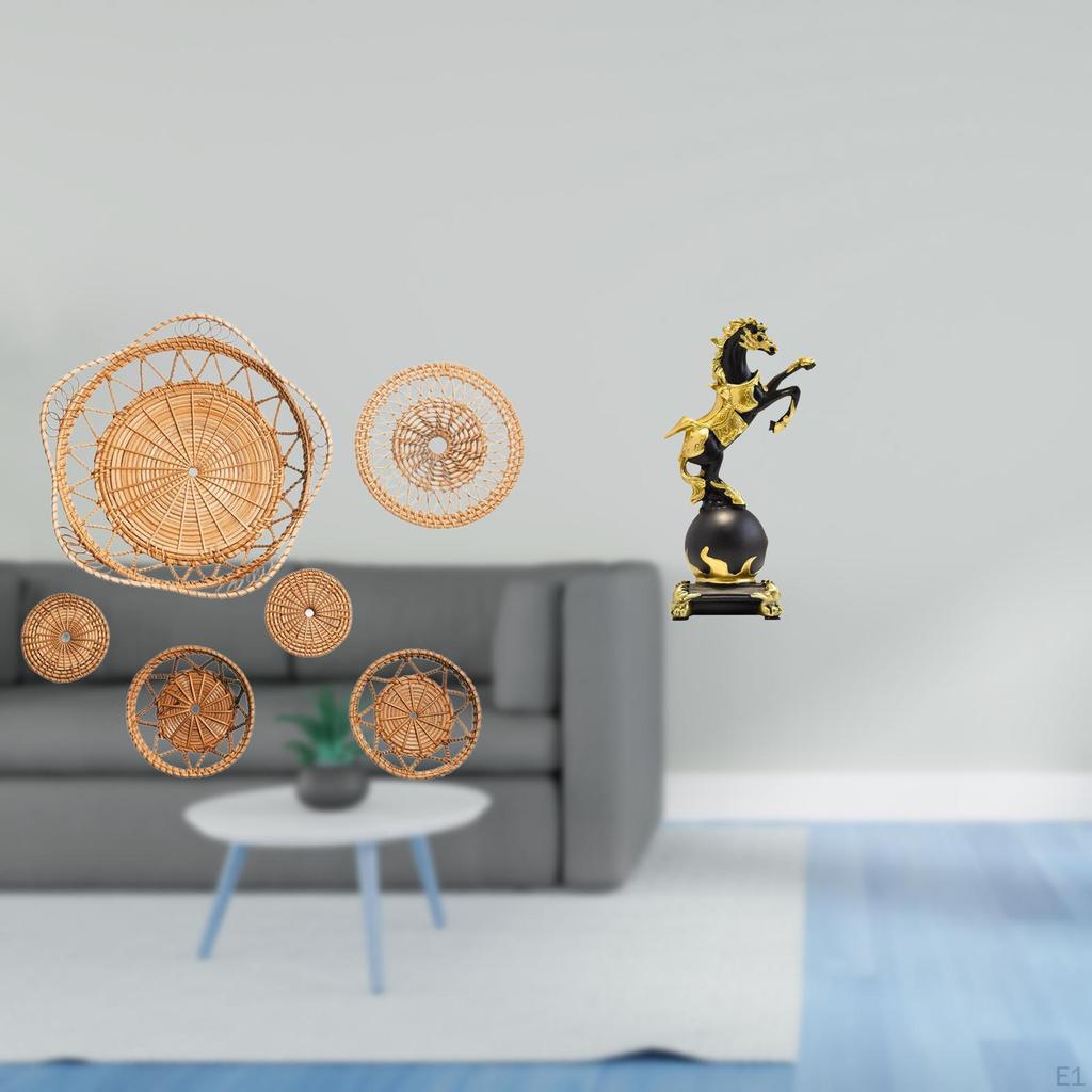 Rattan Woven Wall Art And Horse Figurine Modern Statue Collection Unique Decorative Ornaments for
