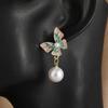 Enamel Oil Painting Gradual Change Flower Earrings Women'S Retro French Temperament Pearl Earrings Light Luxury Niche Versatile Ear Jewelry