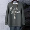 Ladies' Christmas Printed Round Neck Long Sleeved T-shirt Sweatshirt Top