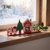 Miniature Elk Holiday Ornaments Wooden Christmas Ornaments, Tabletop Decoration with Santa Claus Snowman Desktop Decorations Designs for Home