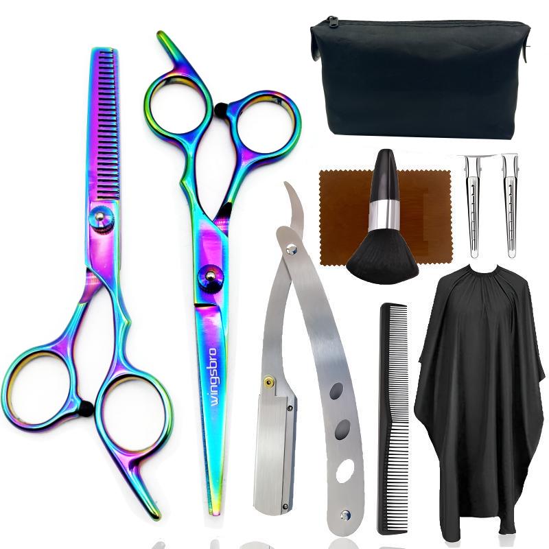6.7 Inches Hair Cutting Scissors Set, Flat & Thinning Scissors with Accessories for Barber Salon Shop and Homeuse