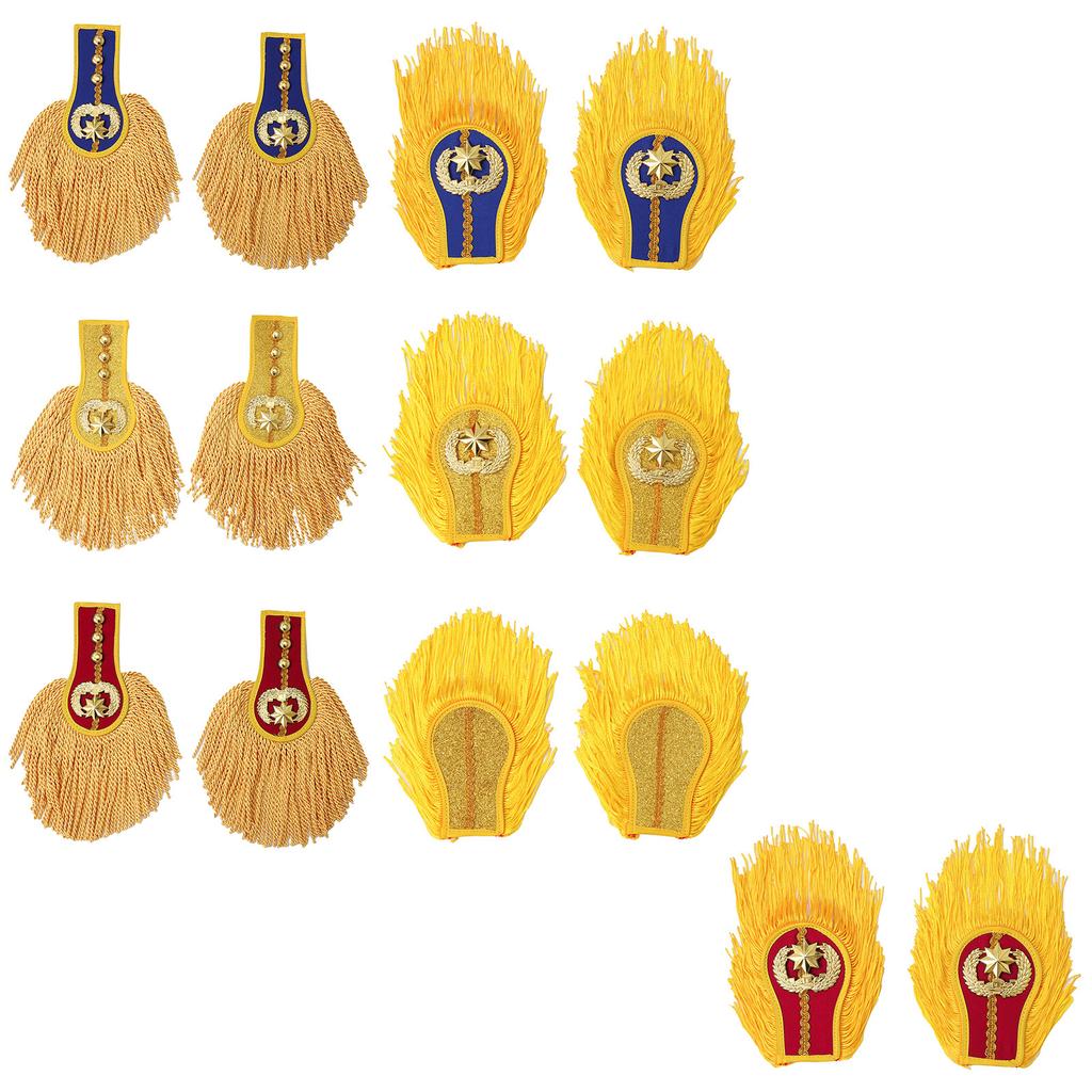 1 Pair Drum Horn Band Epaulets - Tassel Fringe Chain Shoulder Badge Applique for Uniform Costume & Performance