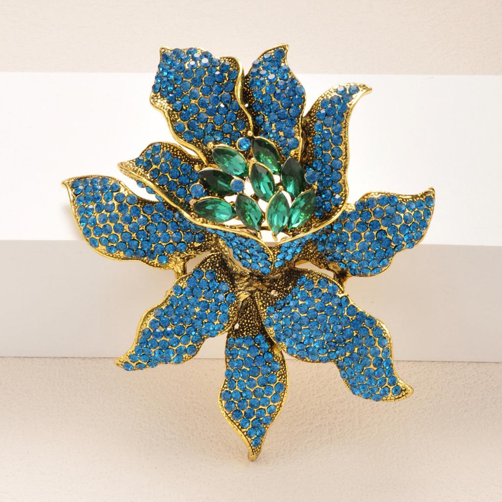 Crystal Flower Brooch, High-end, Luxurious and Retro-style Orchid Suit Jacket Pin Accessory Set