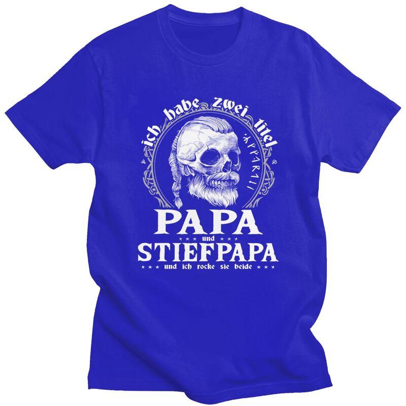 Custom Papa And Stiefpapa Viking Skull T Shirt Men Short Sleeve Dad Fathers Day Tshirt Casual Tee Pure Cotton Oversized Tshirt