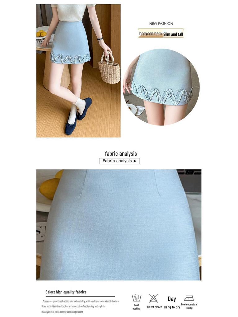 Women's Spring/Summer 2026 Stylish High-Waisted A-line Skirt with Ruffle Edge and Anti-Exposure Shorts