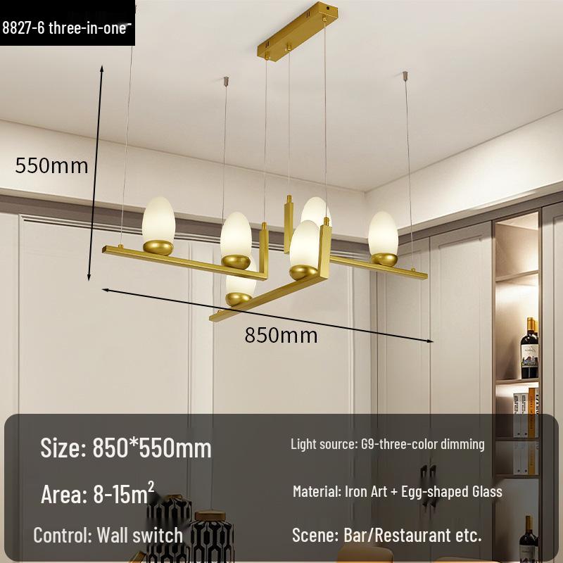 Nordic Minimalist Glass Chandelier with Milk White Shade for Dining Table