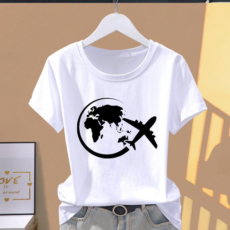 (Asian Size) letter flower style Women's Top Short Sleeve T-shirts O-neck Casual Clothing Fashion Female T shirt Printed Graphic Tee