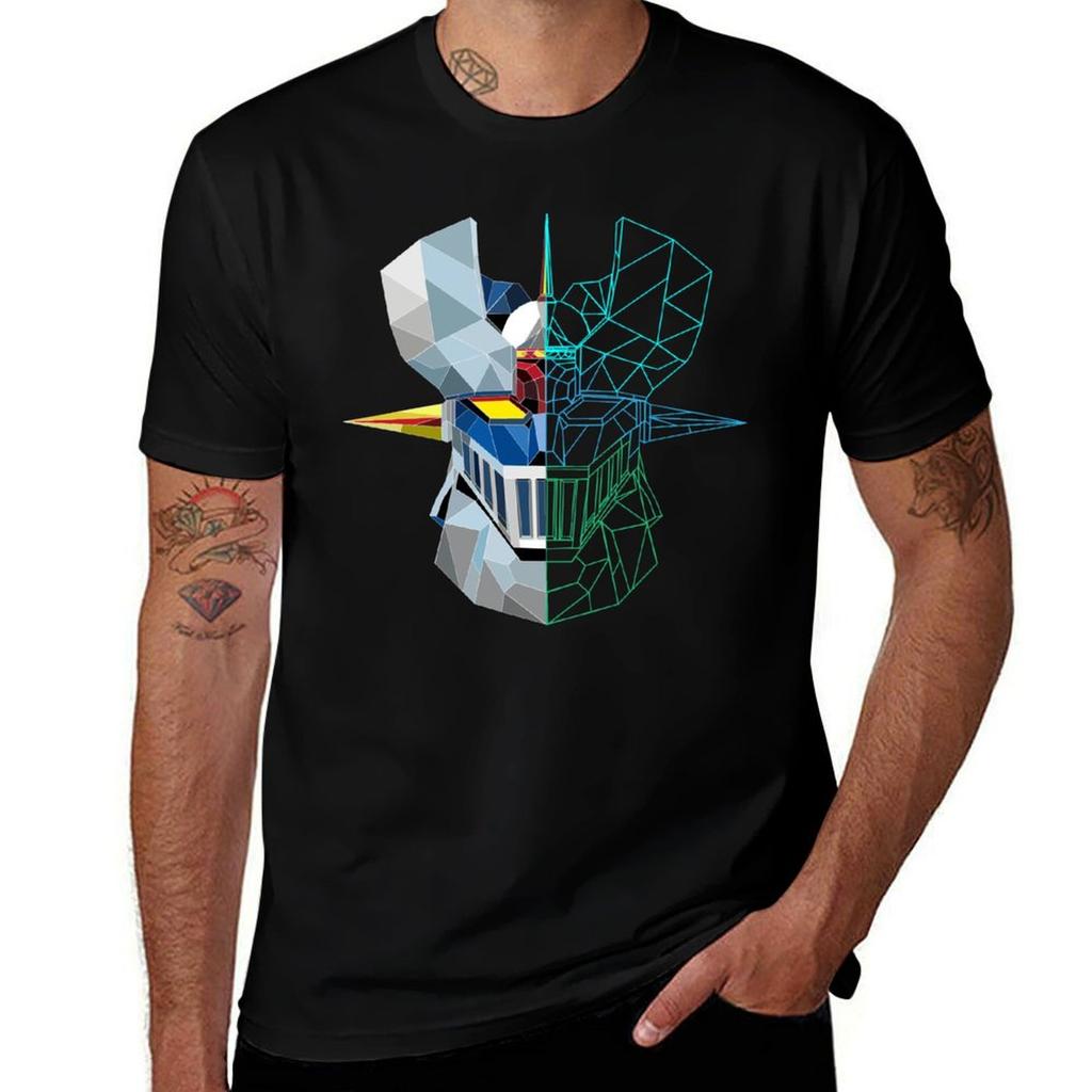 Mazinge Z Linear Low Poly T-Shirt Custom Shirt Clothes Heavyweights Tees Mens T Shirts Pack