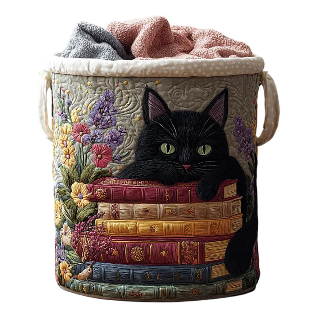 Quilted Laundry Storage Basket Medium Size 16X22 Inches Fabric Storage Bin with Handles for Clothes Toys and Household Items