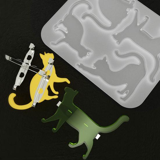Epoxy Resin Mold Cartoon Three-dimensional Non-sticky Reusable Easy Demoulding Decorative Gift 3D Cat Brooch Silicone Mould DIY Craft Making