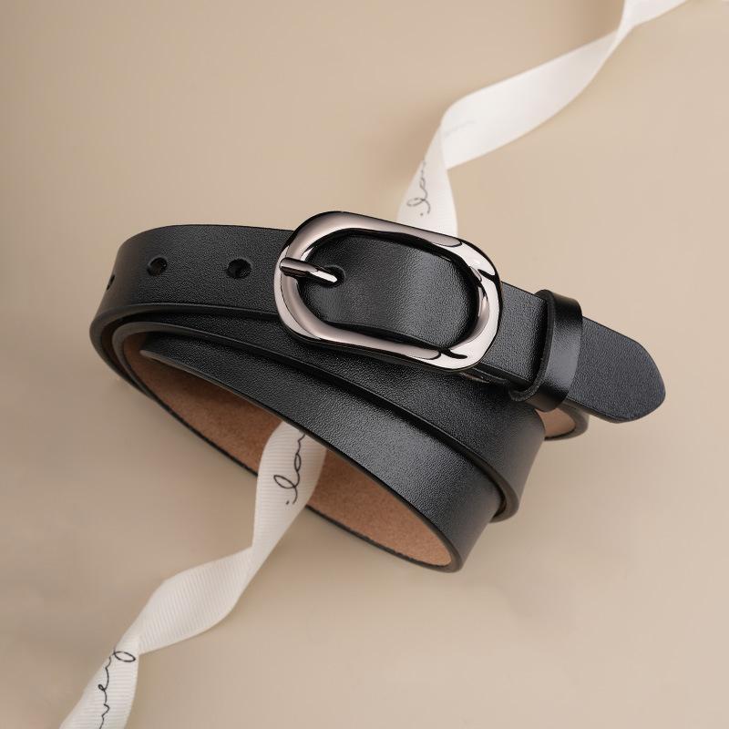 Women's Belt Formal Wear Professional Wear Cowhide Pin Trousers Belt Slim OL Style Versatile Business Black Belt Women