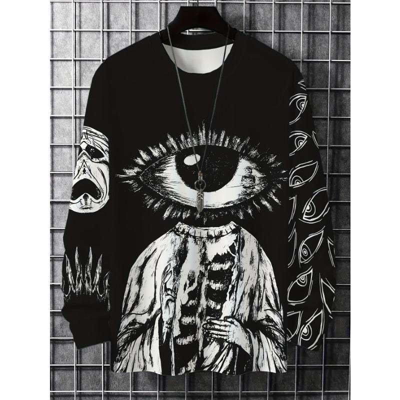 Novel Men s Fashion 3D Printed Casual Long Sleeve Round Neck T-Shirt M