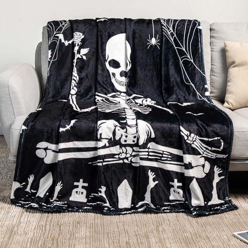 Skull pattern flannel blanket home decoration blanket office lunch break blanket
