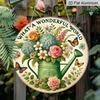 2D Flach, 1 Stück Rundes Aluminiumschild, „What a Wonderful World“ Tag der Erde Blumen-Design, Vintage Blume & Schmetterling Metallwandkunst, Ideal für den Garten