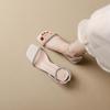 Fashion Elegant Ladies Med-High Heels Summer Crystal Band Sandals Woman Office Dress Sandalias Ankle Strap Wedges Slippers Silver Shoes