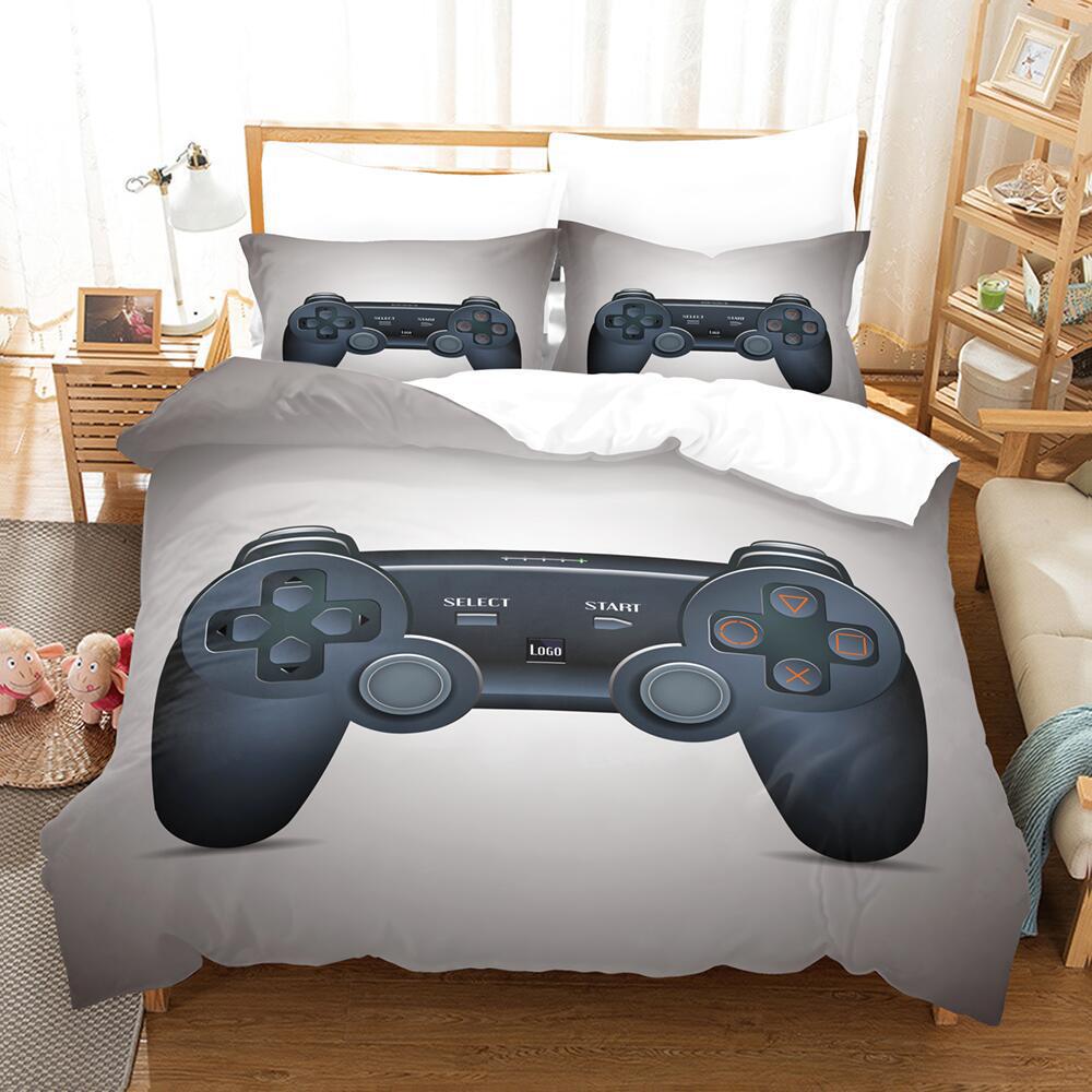 Cartoon Animation Digital Printing Keyboard Gamepad Bedding Three-Piece Microfiber Polyester Cotton Duvet