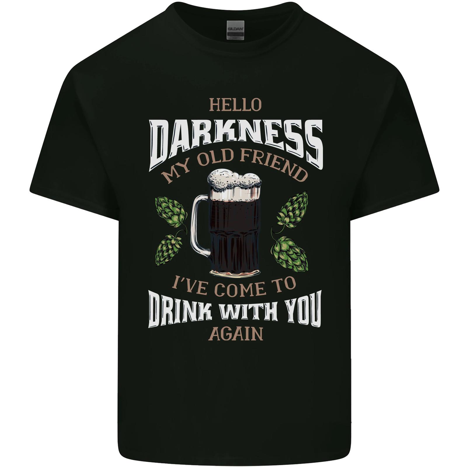 Hello Darkness My Old Friend Funny Guinness Mens Cotton T-Shirt Tee Top XXL