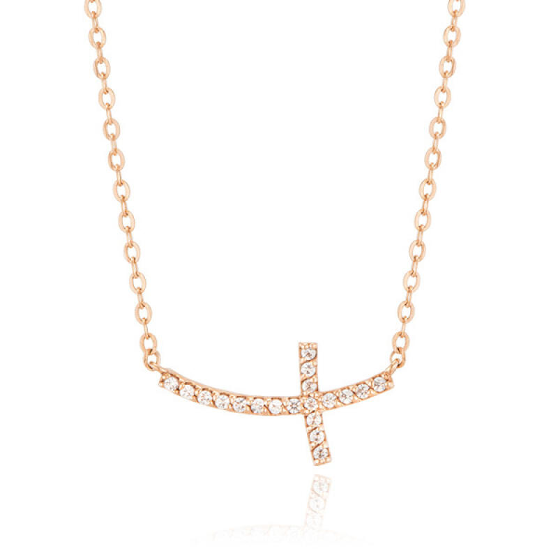

MAISON DE SHE 14-каратне золоте кольє Кубічний хрест BN01001 Pink Gold
