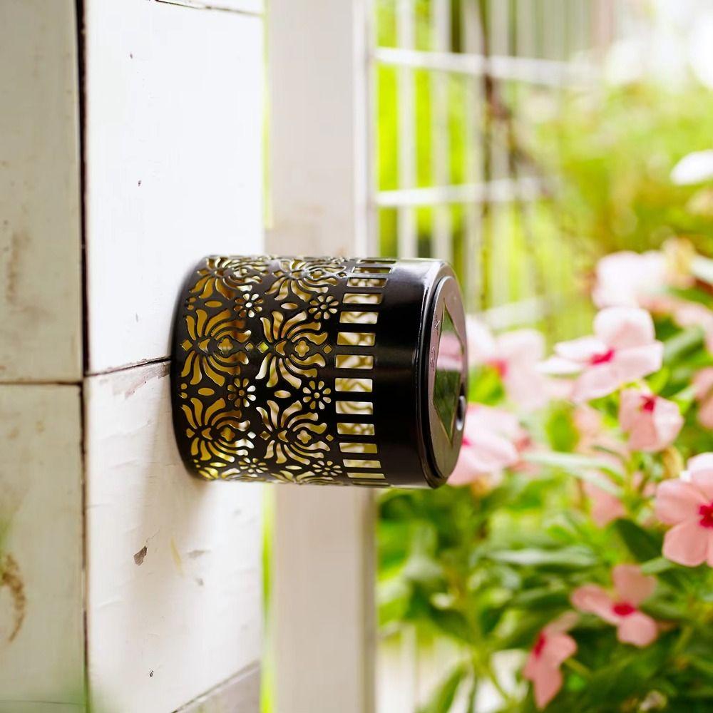 Iron Light Solar Wall Light Hollow Outdoor Garden Light IP65 Rated Solar Wall Lamp  Stairs Post