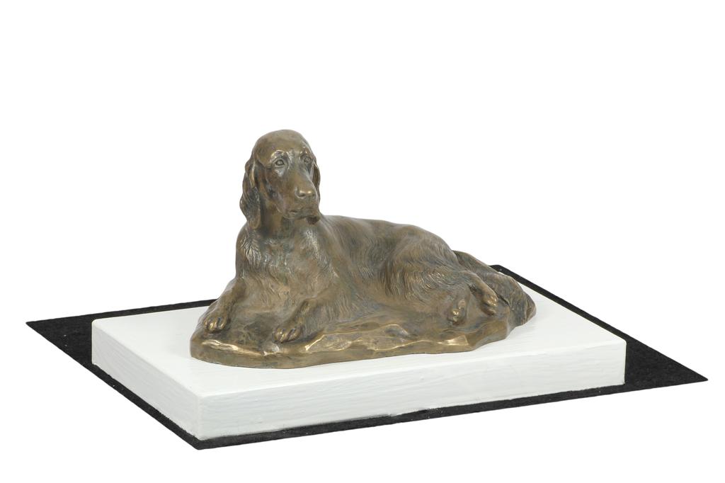 English Setter, Lawerack, Laverack - Hundefigur, Figur auf weißem Sockel, Trophäe für Art-Dog Hundeausstellung