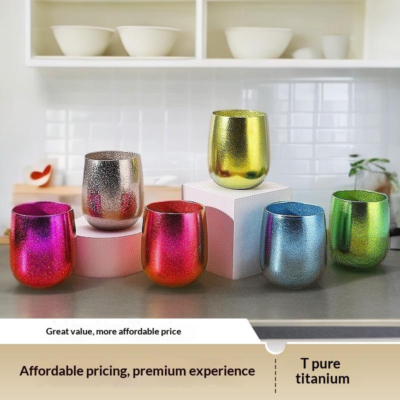 Pure Titanium Water Cup Double Wall Titanium Mug Lightweight Insulated Beer Tea Tumbler For Home Office Daily Drinking