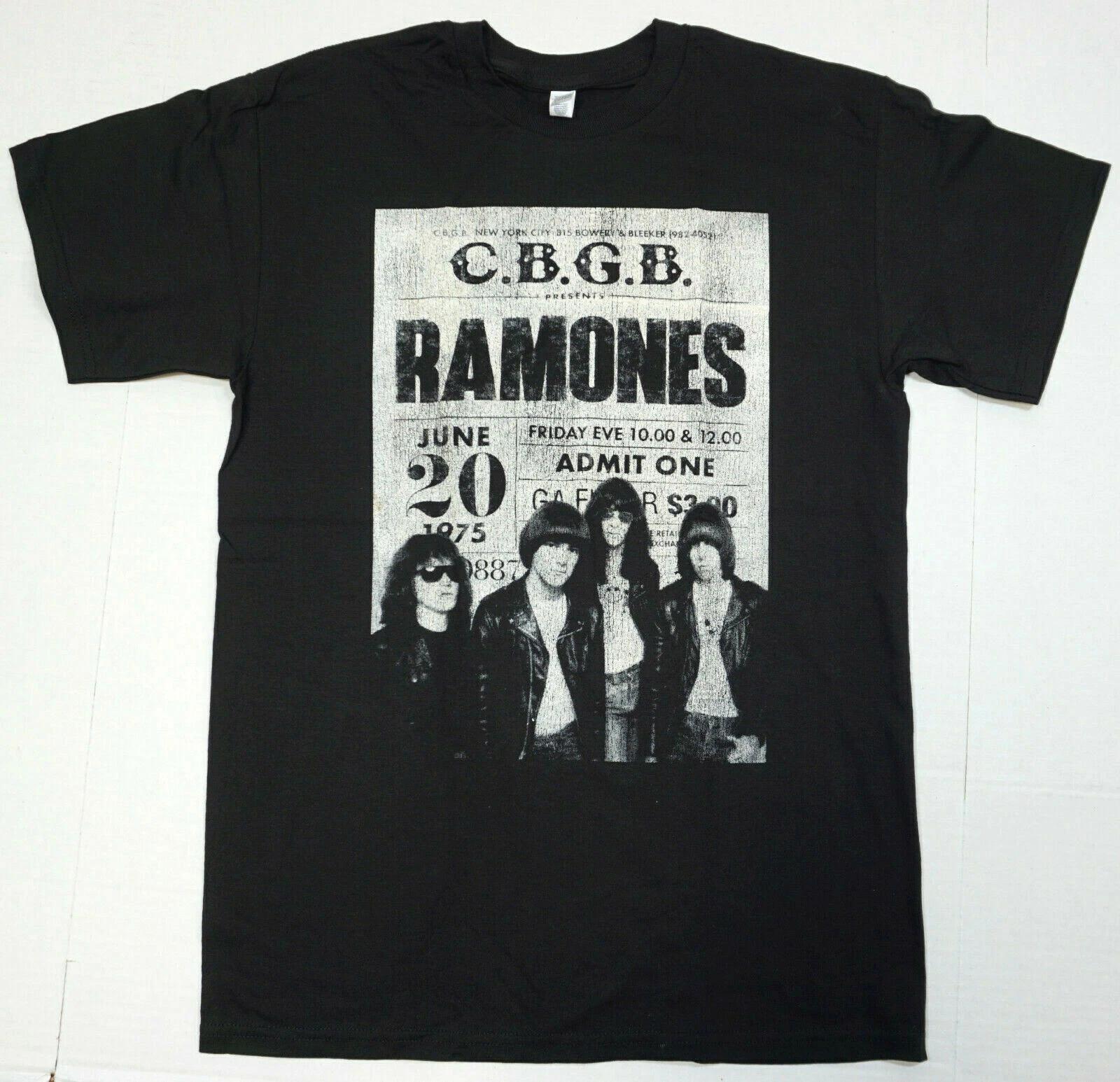 RAMONES T-shirt Distressed Punk Rock Tee Men s Black 100% Cotton New XXL