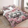 2/3Pcs Tiger Rose 3D Print Duvet Cover Set (1 Duvet Cover + 1/2 Pillowcase, Without Core), Elegant White Tiger Animal Flowers